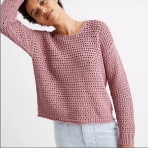 Madewell Sweater Open-Stitch Austen Pullover Pink NWT New With Tags
